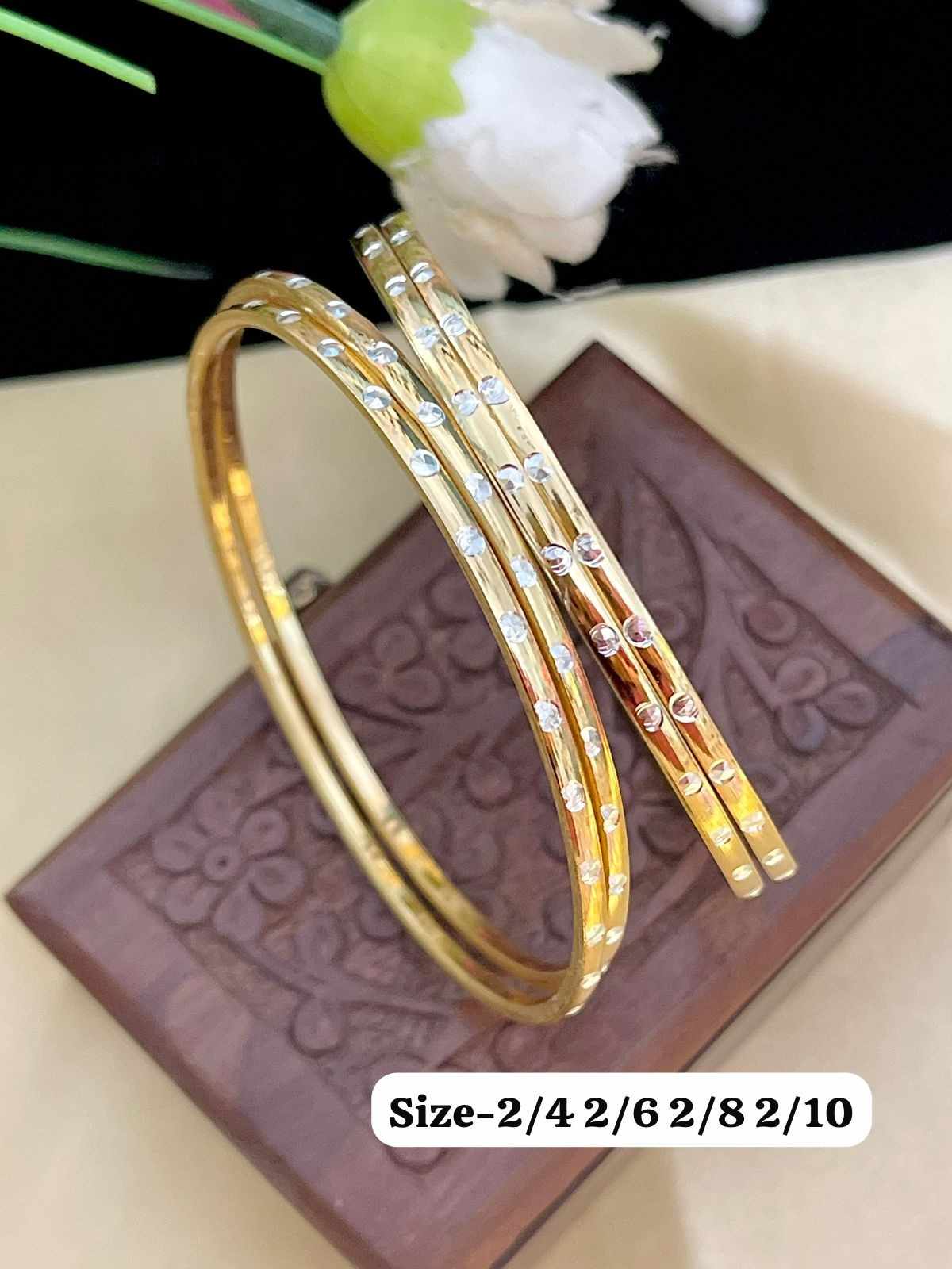 Beautiful Premium Quality Gold Plated Pendant Daily Wear Bangle Set Of 4 Pc’s Size 2/4 2/6 2/8 2/10